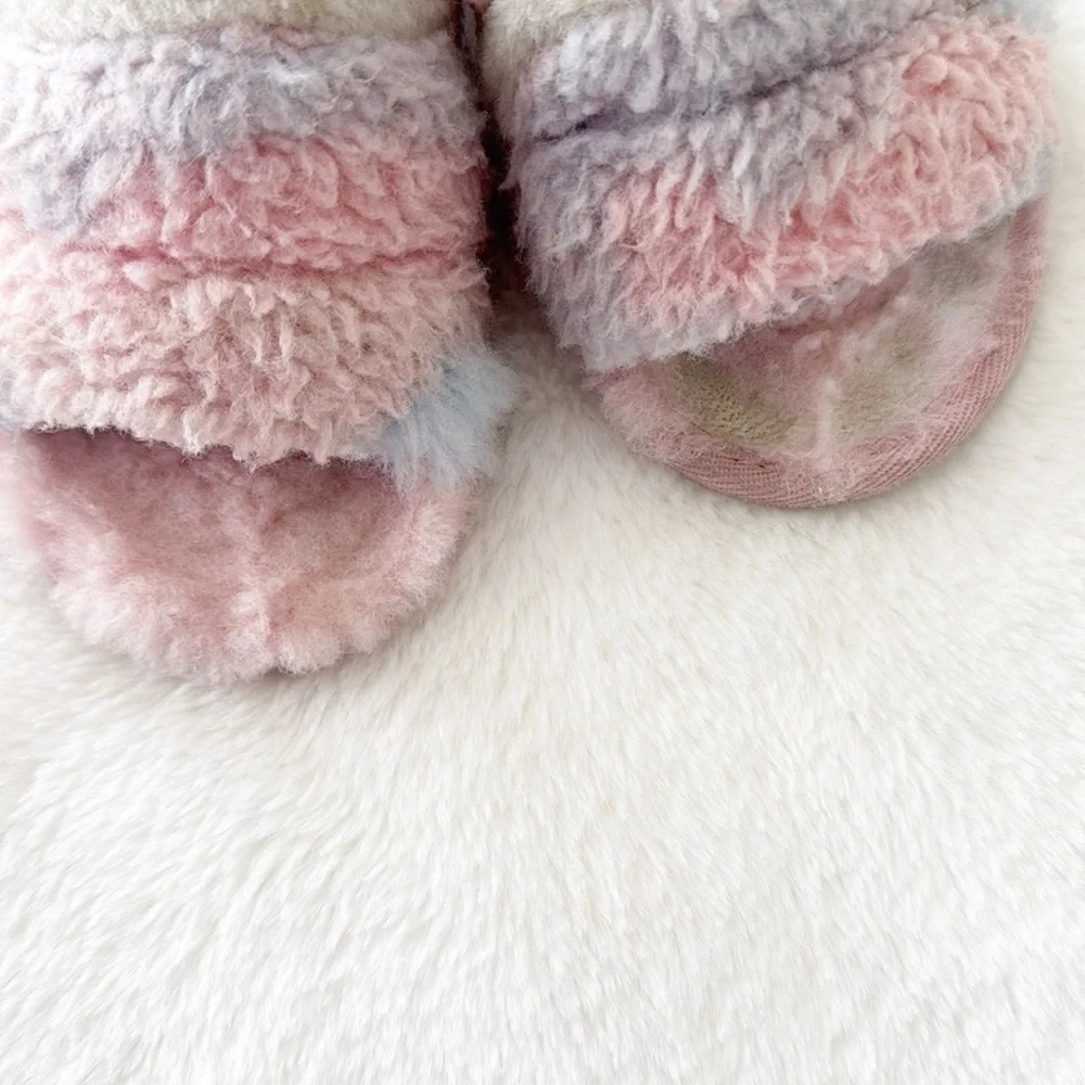 Ugg girls Fluff Yeah Slide Cali Collage rainbow slippers size 11